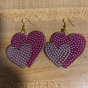 Handcrafted diamond art double sided valentines earrings